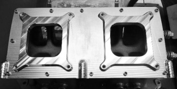 RBZ-PRO-4150 DUAL PRO-FILER BILLET Adapter Dual Carb/Throttle Body TUNNEL RAM 187 & 216